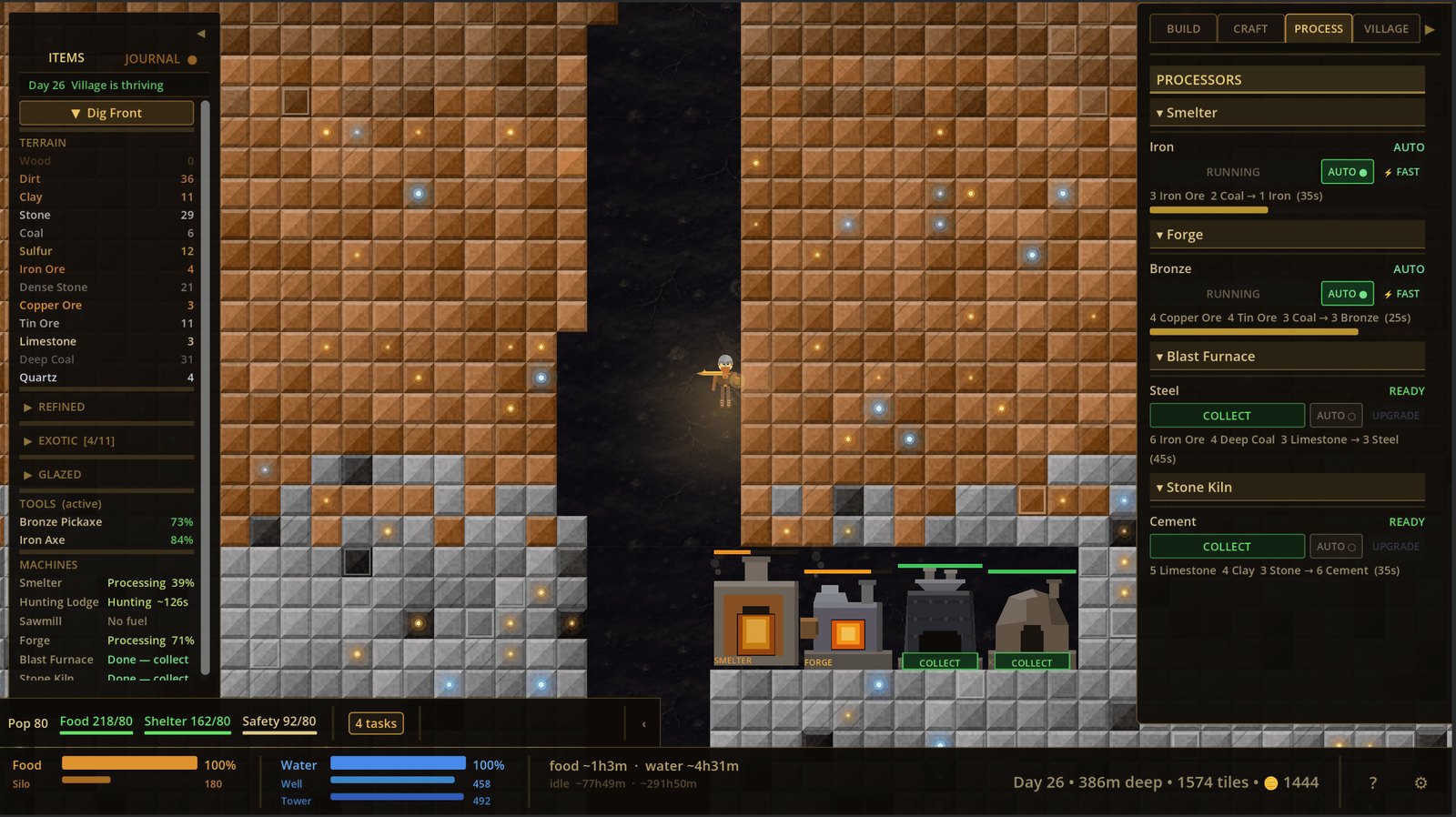 Processing machines and the smelting menu